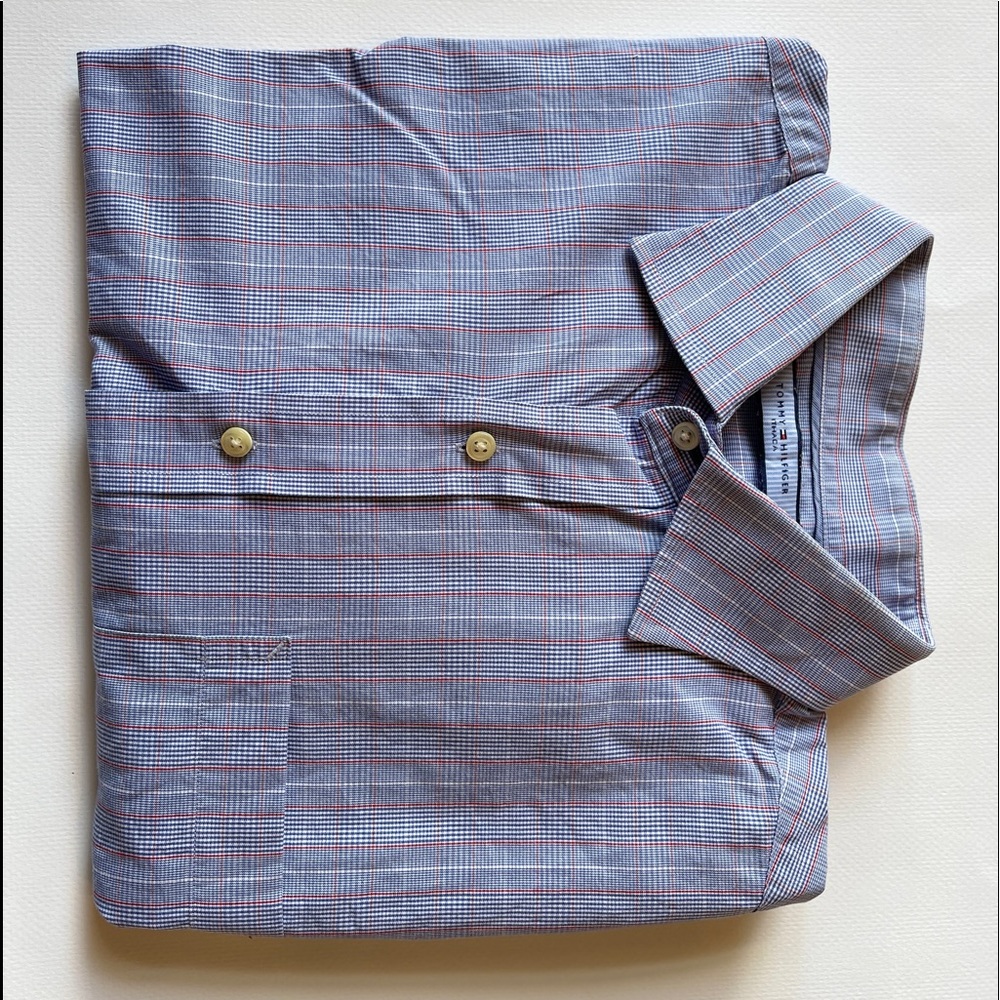 Tommy Hilfiger Men’s 16.5 36/37 Ithaca Button Down Dress Shirt Blue